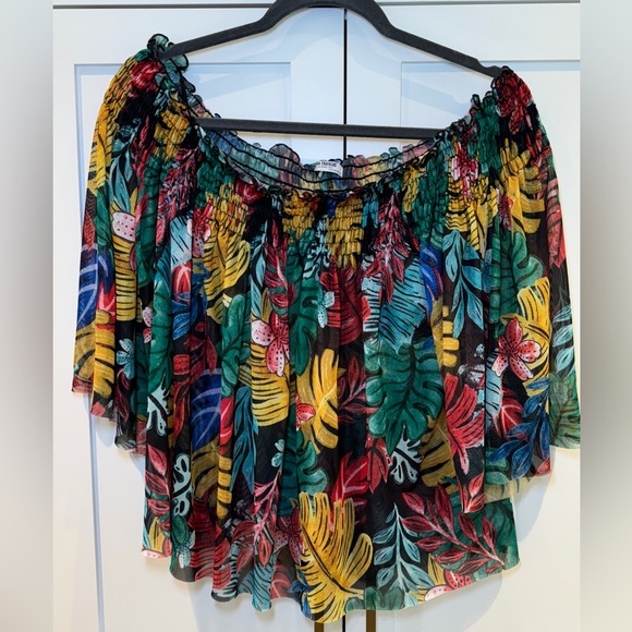 ZARA Off- Shoulder Tropical Floral Top - Picture 8 of 9